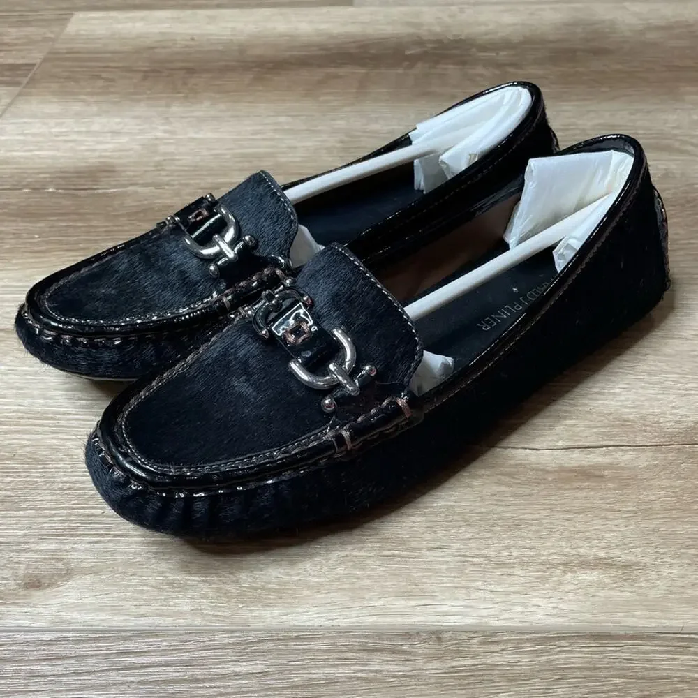 Donald J Pliner Women's Black Calf Hair Driving Moccasin Style Viky Loafers sz 7